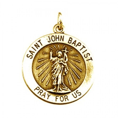 14k Yellow Gold St. Elizabeth Religious Medal - Ann Seton 'Pray For Us' - 22mm