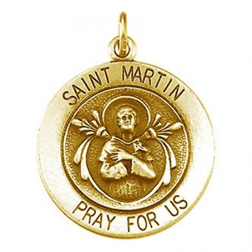 14k Yellow Gold St. Martin Religious Medal Saint of Tours - 18mm