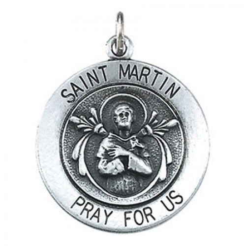 Sterling Silver St. Martin Religious Medal Saint of Tours - 18.25mm