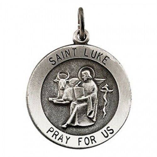 Sterling Silver St. Luke Religious Medal the Evangelist - 18mm