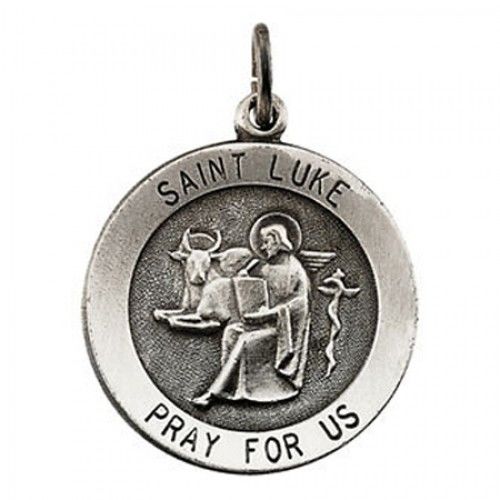 Sterling Silver St. Luke Religious Medal the Evangelist - 22mm