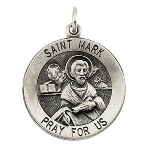 Sterling Silver St. Mark Religious Medal Saint of Notaries - 18.25mm