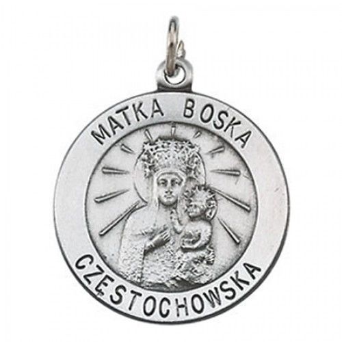 Sterling Silver Virgin Mary Religious Medal Matka Boska - 18.25mm
