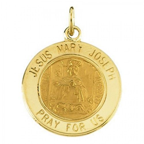 14k Yellow Gold Jesus, Mary, and Joseph Religious Medal X - 15mm