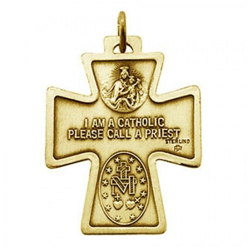 14k Yellow Gold 4-Way Cross Pendant For Emergencies - 23.5mm