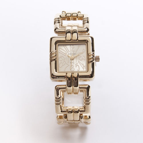 Square Face Analog Cuff Gold Band Women's Watch