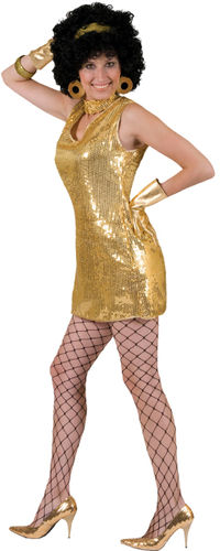 Women's Costume: Disco Dress Gold- Large
