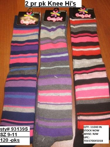 CANDY GIRL LADIES 2 PK KNEE HIGH COLOR BLOCK SOLID Case Pack 120