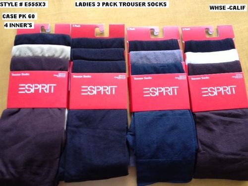 ESPRIT LADIES 3 PK TROUSER SOCKS Case Pack 60