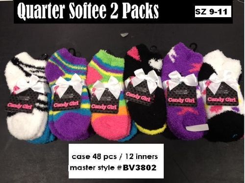 JUNIOR LADIES QUARTER SOFTEE SOCKS Case Pack 48