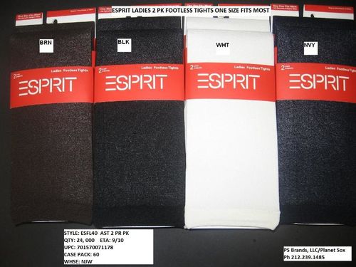 ESPRIT LADIES 2 PK FOOTLESS TIGHTS Case Pack 60