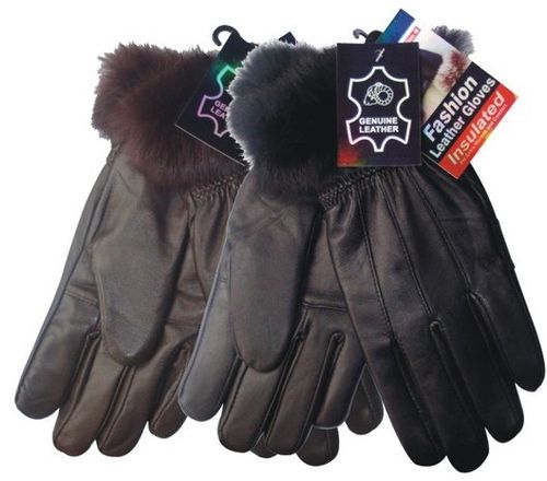 Ladies Leather Furry Gloves Case Pack 72