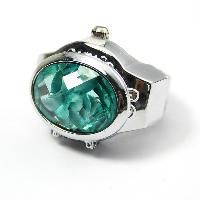 Lady's Stainless Steel Silver Ring Watch Emerald