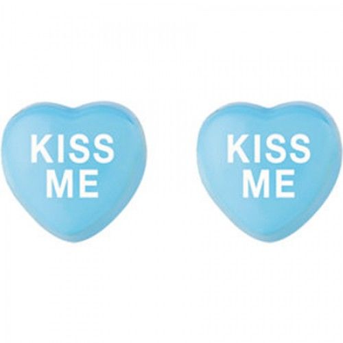 Kiss Me Heart Earrings in Sterling Silver - Pressure Back - Magnificent