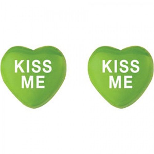 Kiss Me Heart Earrings in Sterling Silver - Post with Back - Women - Nice
