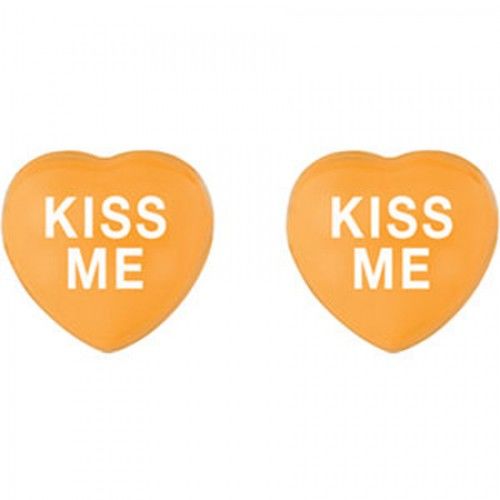 Kiss Me Heart Earrings in Sterling Silver - Post W/ Back - Women - Pretty