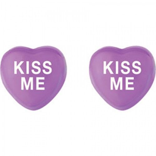 Kiss Me Heart Earrings in Sterling Silver - Pressure Backs - Women - Radiant