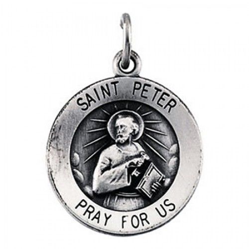 Sterling Silver St. Peter Religious Medal Saint of Holy Relics - 15mm