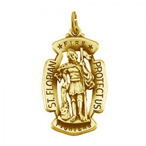 14k Yellow Gold St. Florian Saint Medal Patron Saint of Firefighters