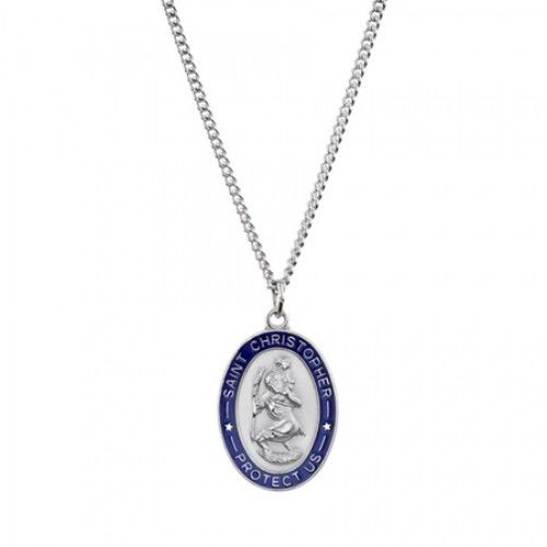 St. Christopher Pendant Necklace in Sterling Silver - Spring Ring - Remarkable