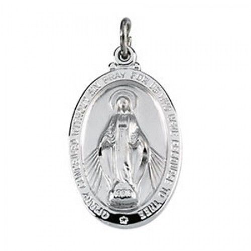 Sterling Silver Miraculous Religious Medal of Immaculate Conception Virgin Mary