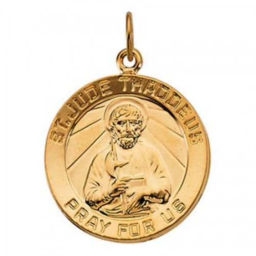 14k Yellow Gold St. Jude Thaddeus Religious Medal Patron Saint of Lost Causes