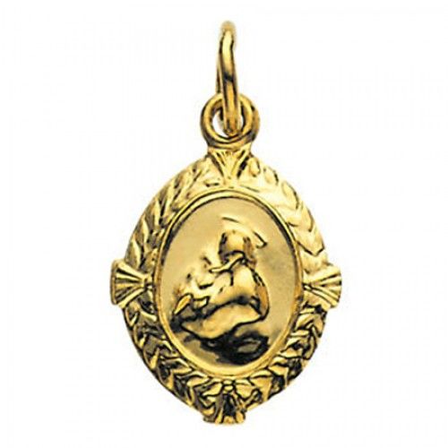 14k Yellow Gold St. Anthony Religious Medal Patron Saint of the Lost W/ Portrait