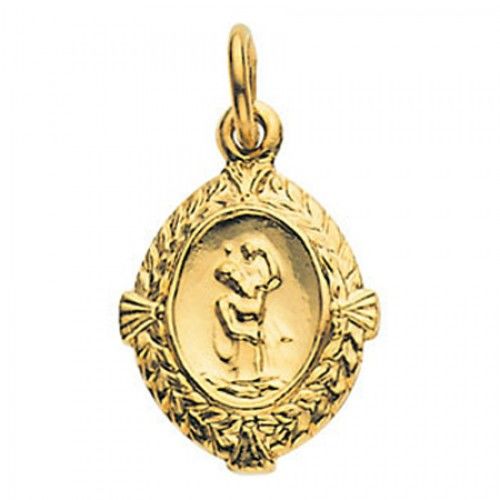 14k Yellow Gold St. Christopher Religious Medal Patron Saint of Travelers