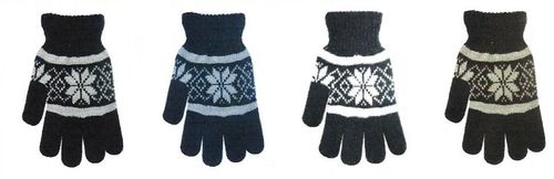 Mens Knit Winter Gloves Snowflake Design Case Pack 144