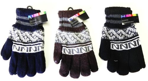 Mens Knit Winter Gloves Printed Design Case Pack 144