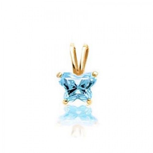 10k Yellow Gold March Birthstone Bfly Butterfly Pendant