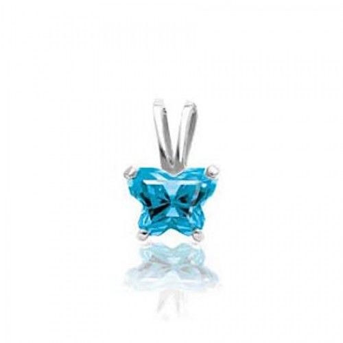 10k White Gold December Birthstone Bfly Butterfly Pendant