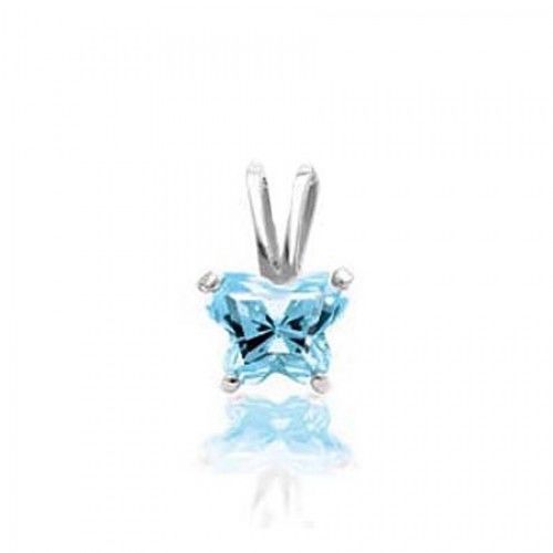 10k White Gold March Birthstone Bfly Butterfly Pendant