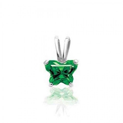 10k White Gold May Birthstone Bfly Butterfly Pendant