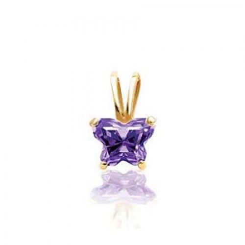 14k Yellow Gold February Birthstone Bfly Butterfly Pendant