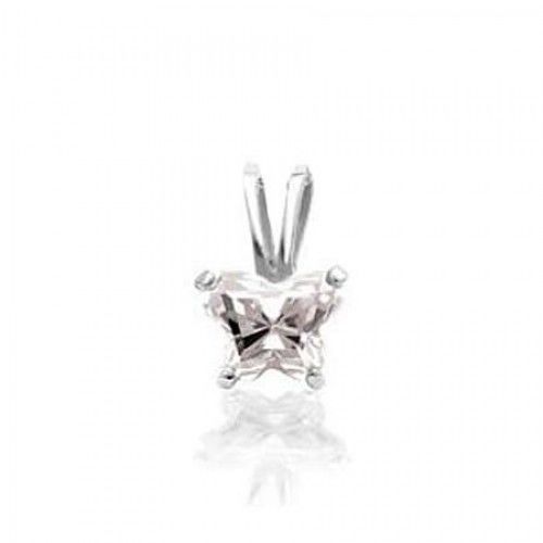 14k White Gold April Birthstone Bfly Butterfly Pendant