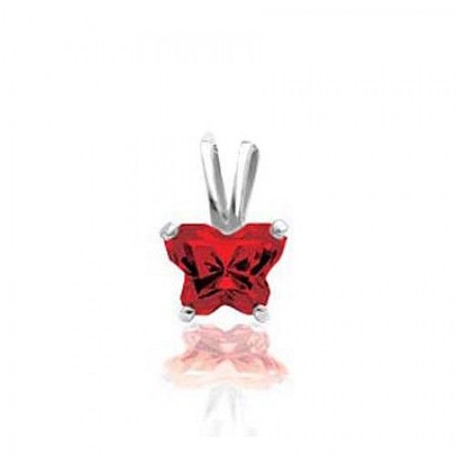 14k White Gold January Birthstone Bfly Butterfly Pendant