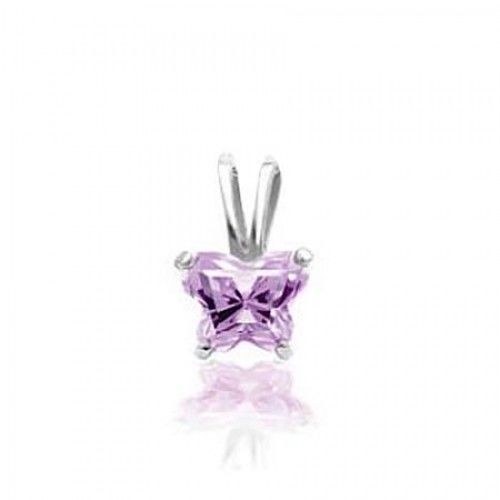 14k White Gold June Birthstone Bfly Butterfly Pendant