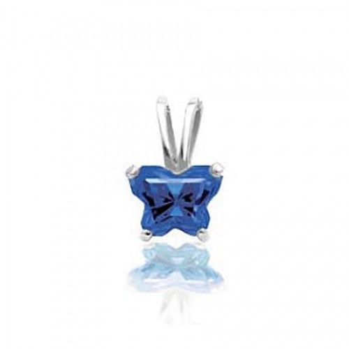 14k White Gold September Birthstone Bfly Butterfly Pendant