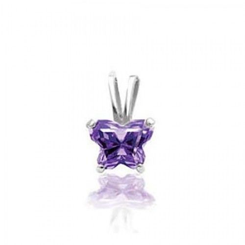 Sterling Silver February Birthstone Bfly Butterfly Pendant