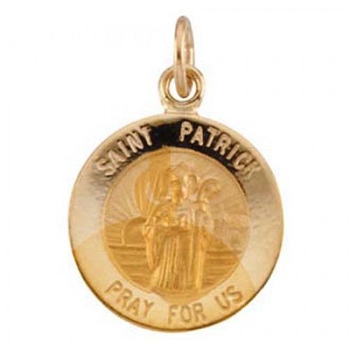 14k Yellow Gold St. Patrick Religious Pendant Patron Saint of Ireland