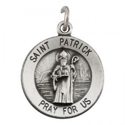 Sterling Silver Round St. Patrick Religious Pendant Patron Saint of Ireland