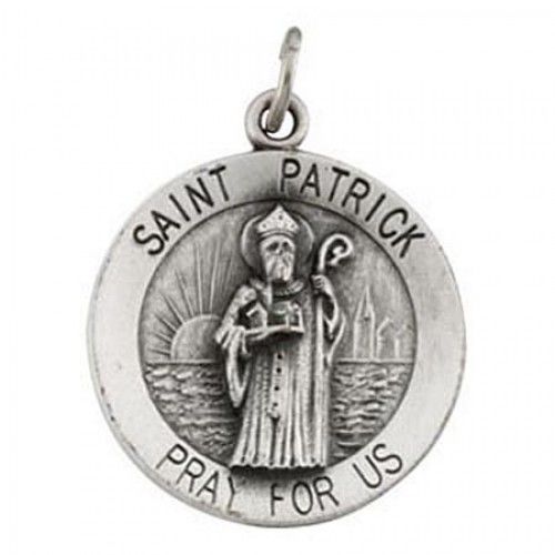 Sterling Silver Circular St. Patrick Religious Pendant Patron Saint of Ireland