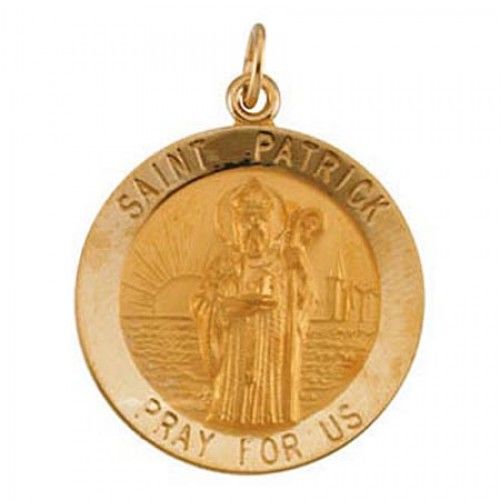 14k Yellow Gold Polished St. Patrick Religious Pendant Patron Saint of Ireland
