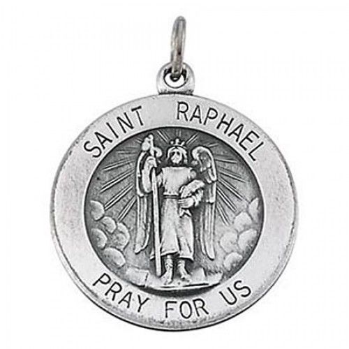 Sterling Silver Saint of Happy Meetings St. Raphael Religious Pendant