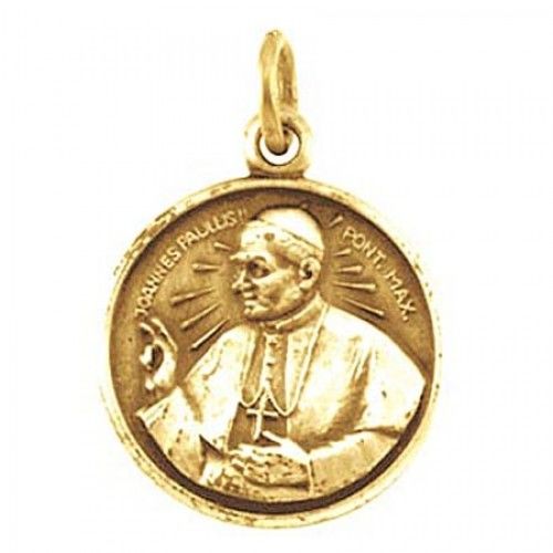 14k Yellow Gold Saint-Maker Saint John Paul the Pope Religious Medal