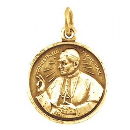 14k Yellow Gold Saint-Maker Saint John Paul the Pope Religious Pendant