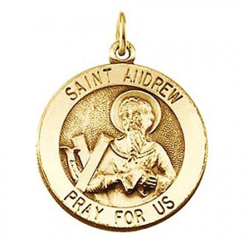 14k Yellow Gold Saint of Students St. Andrew Saint Medal
