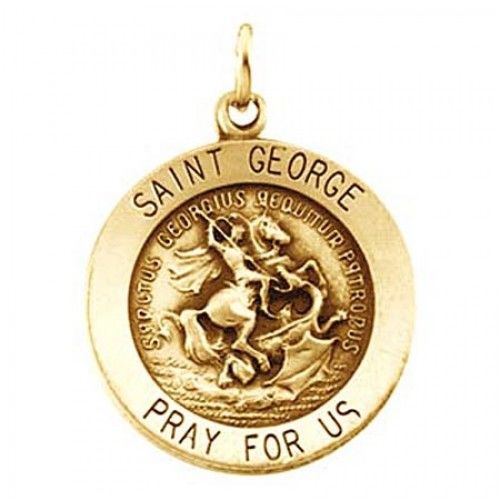 14k Yellow Gold Saint of Boy Scouts St. George Religious Medal