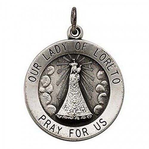 Sterling Silver Our Lady of Loreto Religious Medal the Patroness of Aviators